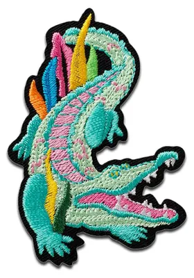 Produktbild von Mono-Quick Krokodil bunt Tier - Aufnäher, Bügelbild, Aufbügler, Applikationen, Patches, Flicken, zum aufbügeln, Größe: 6,1 x 4,4 cm