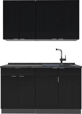 Produktbild von Singleküche Vicco Fame-Line Schwarz gestreift/Anthrazit 140 cm ohne Arbeitsplatte, Model 50993