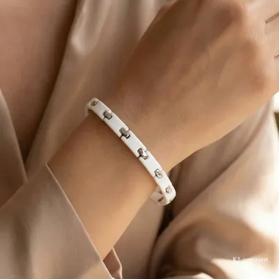 Produktbild von Armband Armkette aus weißer Keramik und Edelstahl
