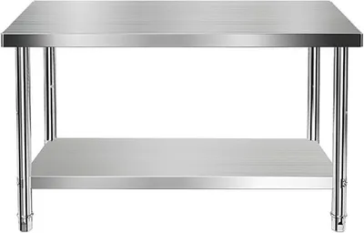 Imagen del producto de Mesa de trabajo de acero inoxidable para cocina, mesa de acero inoxidable, mesa de acero inoxidable con estante, mesa de trabajo ajustable para restaurante, hogar y hotel (100 x 60 cm / 39.3 x 23.6")