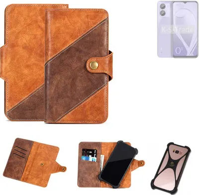 Produktbild von K-S-Trade Handyhülle Schutzhülle Bookstyle Case Wallet-Case kompatibel mit Lava O1 Cover Klapphülle Kantenschutz Smartphone dunkelbraun braun 1x