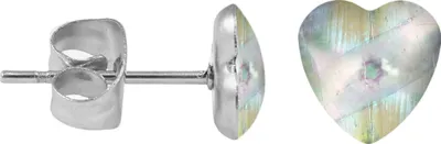 Produktbild von Chirurgenstahl Ohrstecker Perlmutt Herz Farbe - Weiß