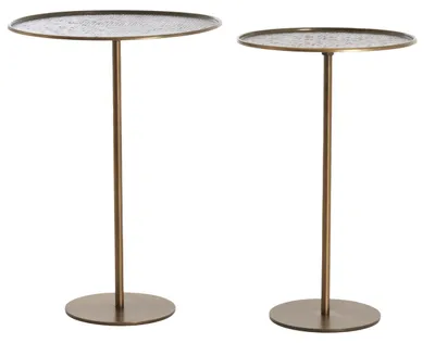 Produktbild von Light & Living Beistelltisch-Set LIA dunkelbraun mit Bronzeakzent – Ø32x51+Ø38x54 cm