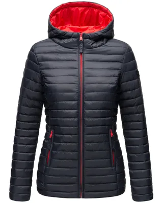 Produktbild von Marikoo Asraa Leichte Damen Herbst Steppjacke mit Kapuze Übergangsjacke Winterjacke Navy Gr. 34 - XS