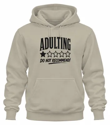 Immagine prodotto di "Adulting: Sconsigliato." Felpa con cappuccio, sarcasmo, taglia XL, colore naturale