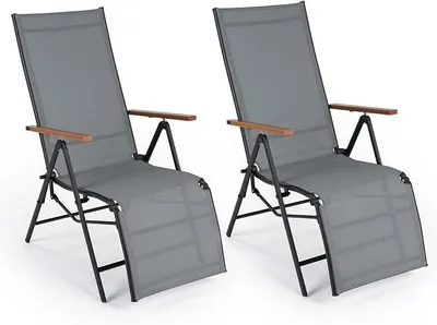Imagen del producto de Juego de dos tumbonas plegables, con capacidad de carga de hasta 150 kg por silla
