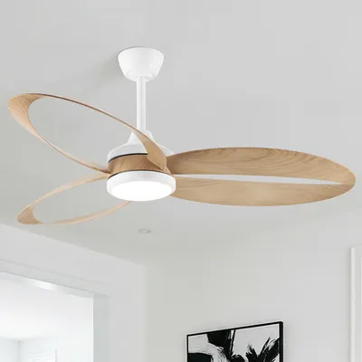 Image de Parrot Uncle Ventilateur de Plafont Aspect Bois, Moteur DC Silencieux, 132x20 cm, Télécommande, LED Dimmable, Salon Chambre Style Scandinave