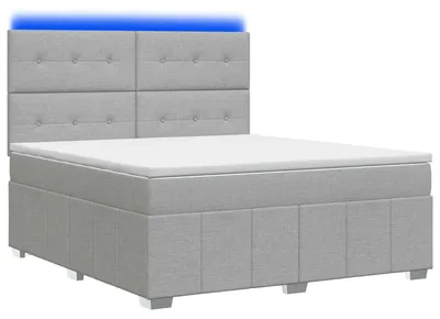 Produktbild von vidaXL LED Boxspringbett mit Matratze Hellgrau 140 x 200 cm Stoff