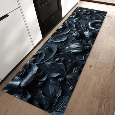 Produktbild von Küchenteppich 80x250cm rutschfest & abwischbar PVC Läufer - Florales Muster