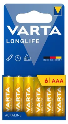 Obrázek produktu pro VARTA R3 (AAA) Longlife alkalická baterie, 6 kusů.