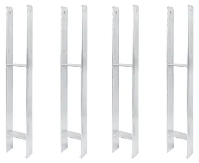 Zdjęcie produktu dla Alberts 4 x wsporniki słupków H, 111x800 mm, grubość materiału 6 mm, głębokość 60 mm, ocynkowane ogniowo