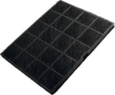 A black carbon filter for an appliance, shown from a diagonal angle.