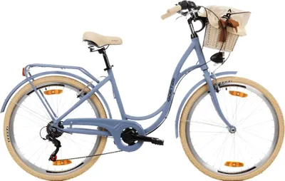 Produktbild von Goetze Mood 26 Zoll City Bike, 17 Zoll Tiefeinsteiger, 6-Gang Shimano Tourney, V-Bremse, LED-Beleuchtung, Gepäckträger, Korb mit Bezug