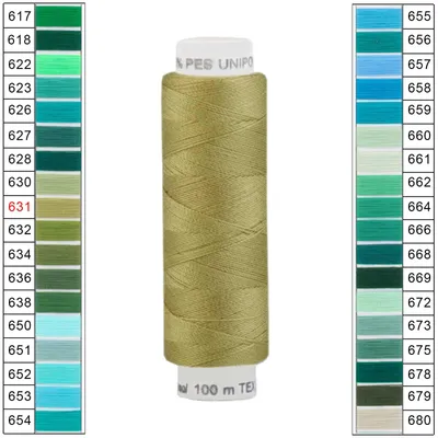 10 x 100m / 10 Spulen Unipoly 120 TEX14x2 Nähgarn olivgelb