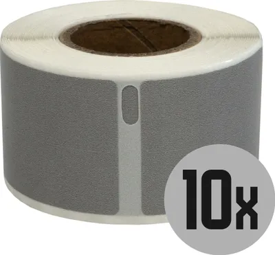 Produktbild von DULA Etiketten - Kompatibel mit Dymo 99010 / S0722370 Etiketten - Silber - Adressetiketten - 10 Rollen - 28 x 89 mm - 130 Etiketten pro Rolle