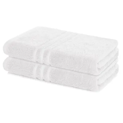 Produktbild von Lavea® 2er Set Duschtuch 70x140, Doppelpack, 100% Baumwolle Frottee, saugstark, weich und strapazierfähig, waschbar 60°C, trocknergeeignet, Handtuch, Handtücher, Duschtücher, Weiß