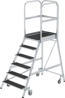 Produktbild von MUNK Podestleiter fahrbar R13 Korund 6 Stufen