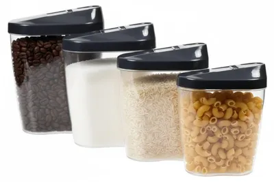 Productafbeelding van Benson voorraadpotten - 4 stuks - BPA-vrij - luchtdicht - verschillende maten - transparant