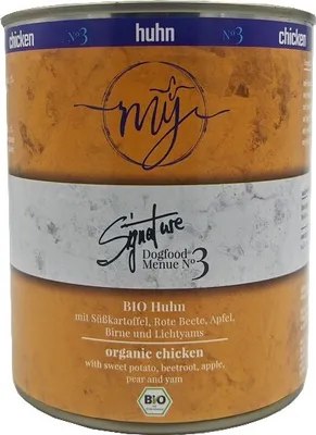 Produktbild von My Bio Huhn mit Süßkartoffel Birne Apfel & Roter Beete 820g No. 3 mÿ Nassfutter für Hunde I Hundefutter