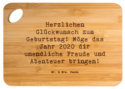 Produktbild von Mr. & Mrs. Panda Holzbrett Spruch 2020 Geburtstag Freude - Transparent - Geschenk, Glückwunsch, Happy Birthday, Feiern, Schneidebrett, besonderes Jahr, Brett, brotbrett
