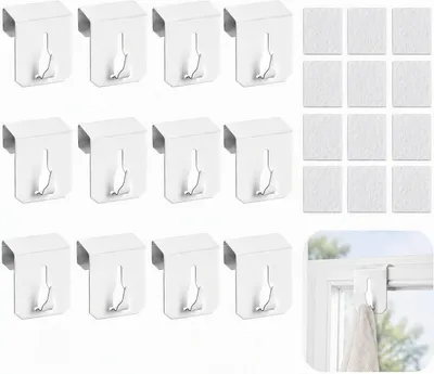 Imagen del producto de Ganchos autoadhesivos para ventanas, 10 unidades, color blanco, sin necesidad de taladrar
