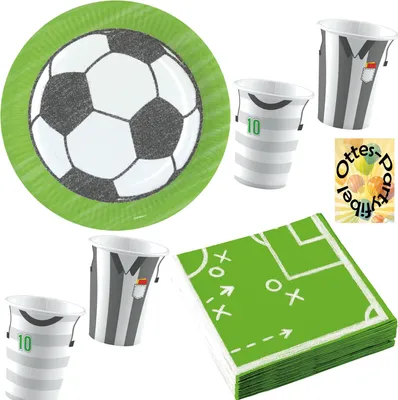 Produktbild von Fußball-Party-Set 36tlg. für 8 Kicker 8 Teller 8 Becher 20 Servietten