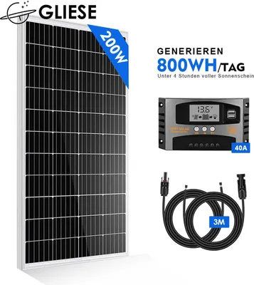 Produktbild von 200W Solarpanel Kit Solaranlage Inselanlage Solar Set für Garten Haus Wohnmobil