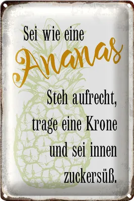 Produktbild von Blechschild Spruch 18x12cm sei Ananas aufrecht zuckersüß