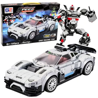 Obrázok produktu pre Stavebné tehly Robot závodného auta 2v1 biely 320 ks.