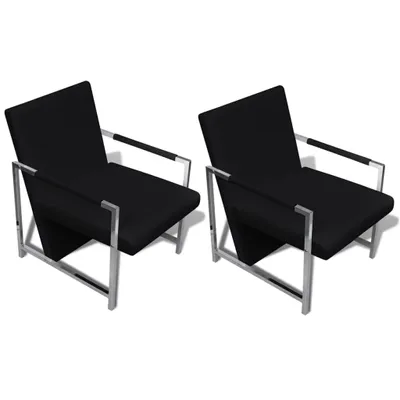 Produktbild von vidaXL Sessel 2 Stk. Verchromtes Gestell Schwarz Kunstleder