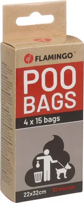 Productafbeelding van Flamingo Kotbeutel Basic, zwarte vuilniszakken - 4 stuks, elk met een inhoud van 15 zakken