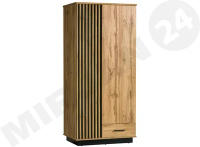 Produktbild von MIRJAN24 Kleiderschrank Piater 01, Industrial Drehtürenschrank, Garderobenschrank, Loft Kollektion (Farbe: Wotan Eiche / Schwarz)
