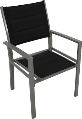 Produktbild von TPFGarden SESSEL Ashford - 2er-Set Gartenstuhl mit Gestell aus Aluminium silbergrau, Bespannung Textilgewebe schwarz mit eingearbeiteter Polsterung, BxTxH: 52x57x89 cm