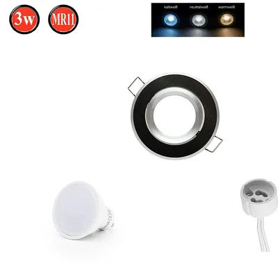 Obrázok produktu pre Zapustené bodové svietidlo Otočné 35° Ø70 mm Otvor pre vŕtanie Hliník vrátane GU10 5W Neutrálna biela 350lm LED žiarovky Čierna kartáčovaná Okrúhla