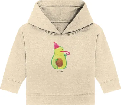 Produktbild von Mr. & Mrs. Panda Organic Baby Hoodie Avocado Feier 24. - 36. Monat - Natural Raw - Geschenk, Kapuzensweatshirt, Party, Tröte, Gute Laune, Kapuzenshirt, Geburtstag