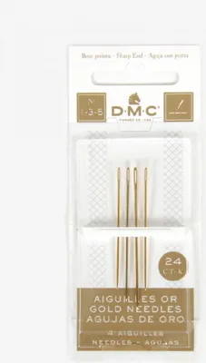 Produktbild von DMC Sticknadel, scharfe Spitze, 4 Stk, vergoldet, Größe 1-5