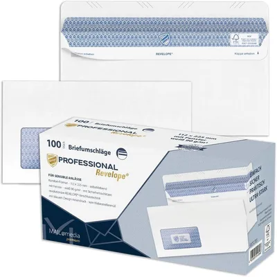 Produktbild von Briefumschläge Revelope DINlang 90g/qm haftklebend mit Fenster weiß VE=10x100 Stück