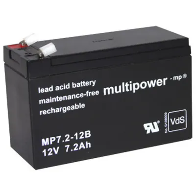 Produktbild von Multipower Bleiakku MP7.2-12B 12,0Volt 7,2Ah mit 6,3mm Steckanschlüssen
