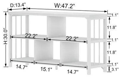 Immagine prodotto di Libreria bianca con 5 ripiani, dimensioni 120x34x76 cm, realizzata in legno e metallo