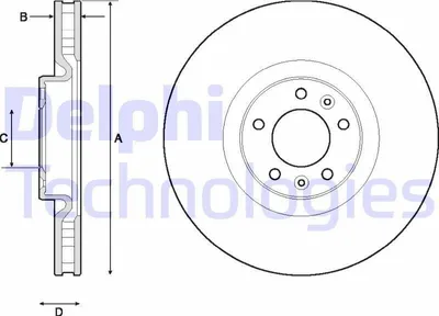 Produktbild von 2x DELPHI Bremsscheibe BG4716C für OPEL GRANDLAND X (A18) Astra L Sports Tourer