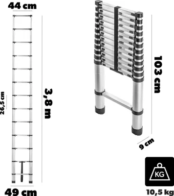 Immagine prodotto di Scala telescopica in alluminio KADAX 3,8 m 13 pioli