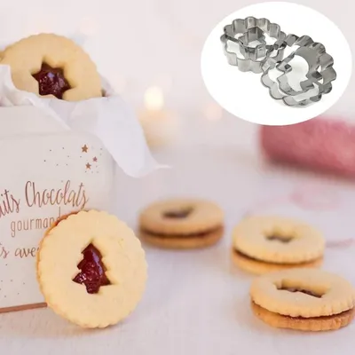 Produktbild von Weihnachten Linzer Ausstecher Set, 8 Stück Linzer Ausstechform Weihnachten Keksausstecher Linzer Ausstecher Plätzchenausstecher