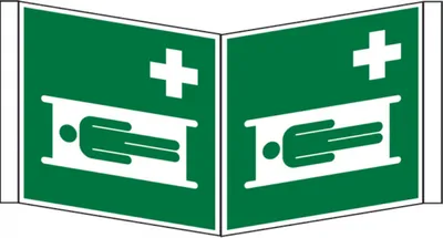Produktbild von Dreifke® Rettungszeichen, Krankentrage E013 Winkel-/Nasenschild | PVC langnac...