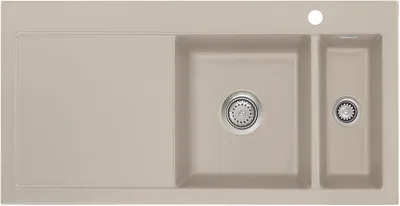 Produktbild von Auflagespüle KeraDomo MERA 100 Fango Becken rechts mit Handbetätigung