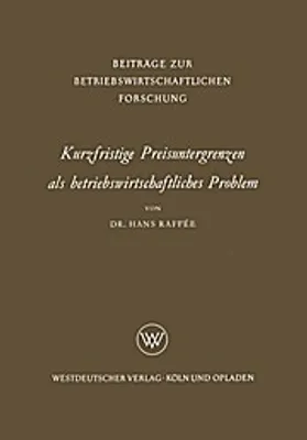 Obrázok produktu pre Kurzfristige Preisuntergrenzen als betriebswirtschaftliches Problem