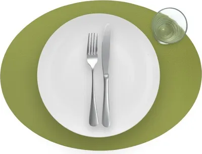 Produktbild von Tischset Ovaal - Recyceltes Leder - 28,5 x 43,5 cm - 4 Stück - Thymian