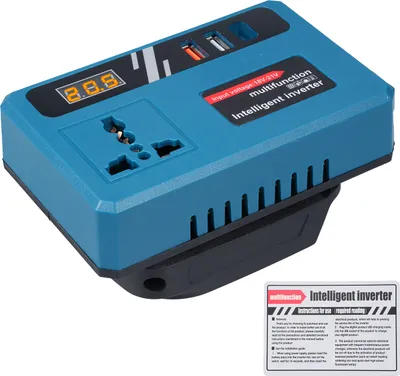 Zdjęcie produktu dla Inwerter akumulatora 18 V 21 V na AC 180 V-220 V 150 W zmodyfikowany inwerter wału z 2 portami USB, 1 portem typu C, gniazdem 220 V wyświetlacz LCD Zamiennik akumulatora Makita Camping Outdoor Ładowanie tabletów i telefonów