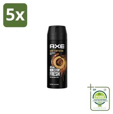 Immagine prodotto di 5 flaconi di deodorante spray Axe Dark Temptation, 150 ml - Confezione grande - 5 pezzi
