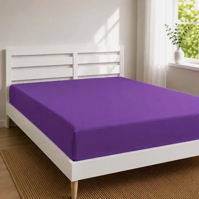Produktbild von Jersey Spannbettlaken 2er Set 100 % Baumwolle 135 g/m² bis 30 cm Steghöhe,140 x 200 cm,Lila