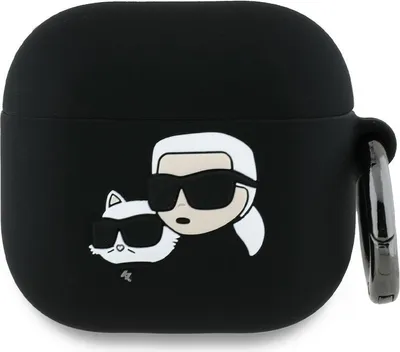 Produktbild von Karl Lagerfeld Kla4Runkchk Airpods 4 Cover Czarny/Black Silicone Karl&amp;Chaupette Head 3D